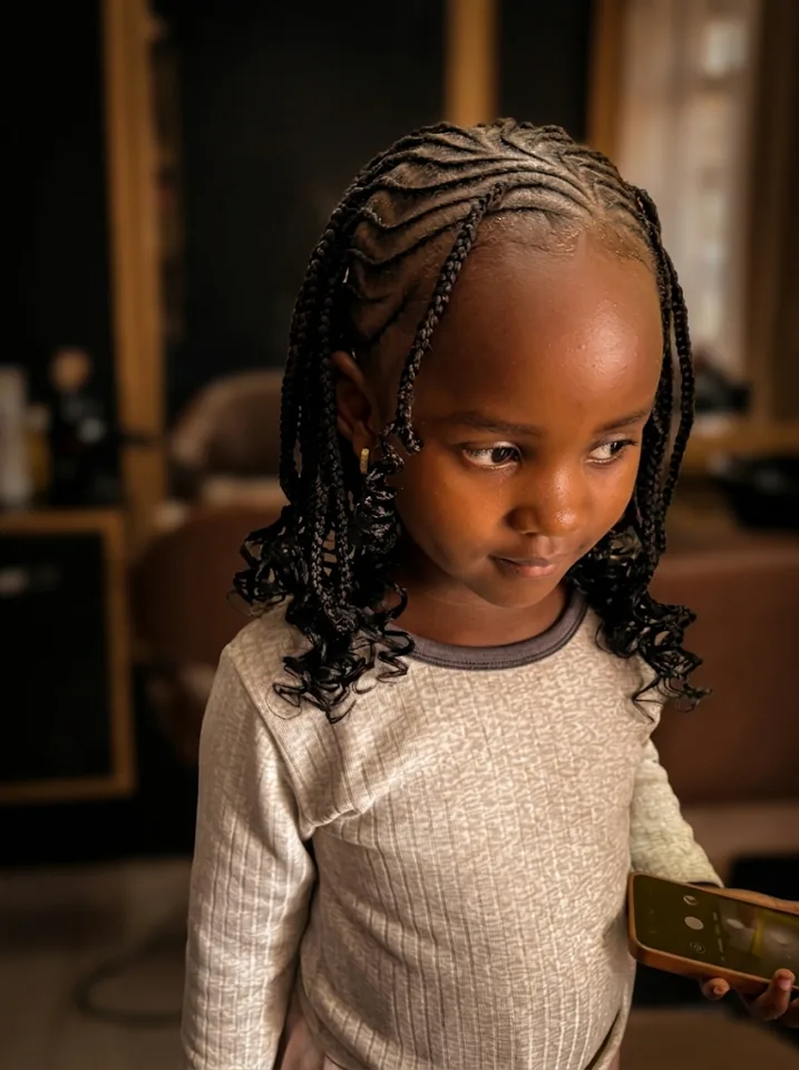 Kids braids with curls